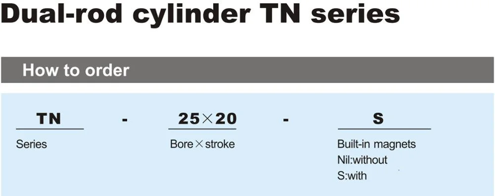 Tn Series Compact Pneumatic Cylinder Pistons Double Acting Air Cylinder